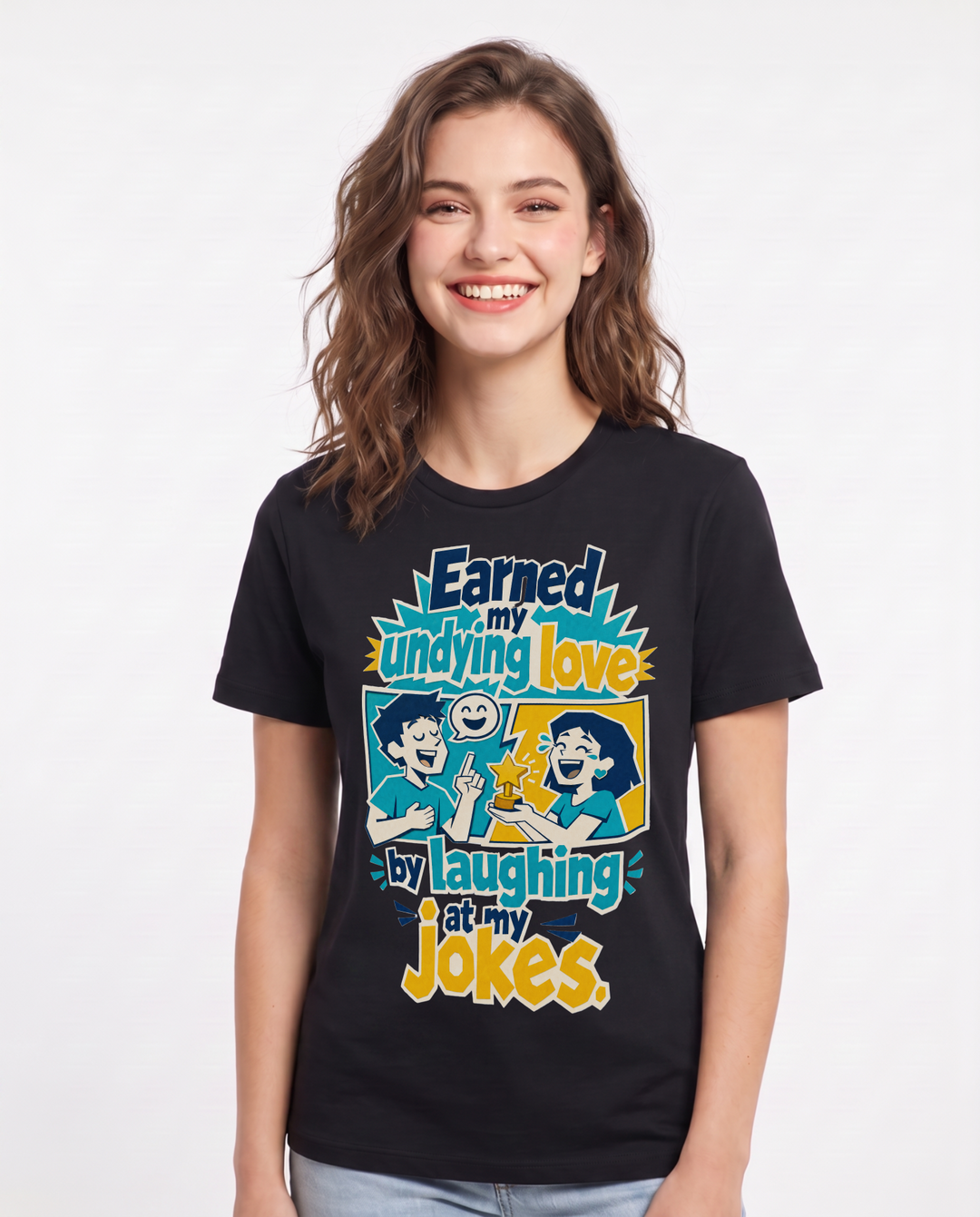 Couples Black T-Shirt for Women – Everyday Expression Graphic Tee product image 1