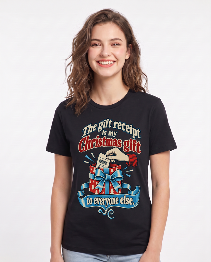 Christmas Black T-Shirt for Women – Holiday Theme Graphic Tee product image 3