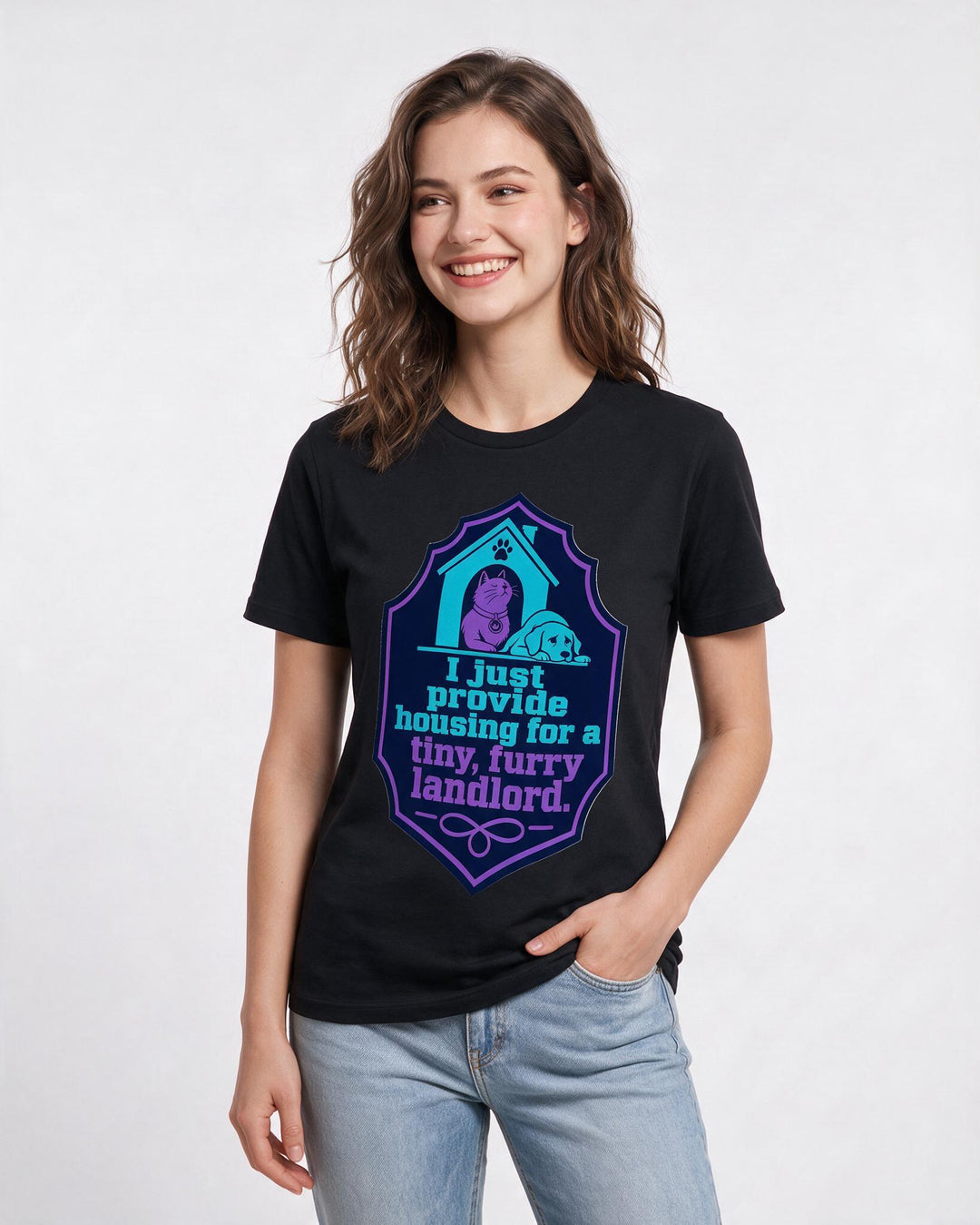 Graphic Women's Black T-Shirt - I just provide housing for a tiny, product image 3