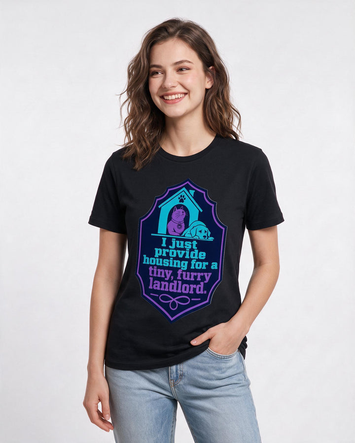 Graphic Women's Black T-Shirt - I just provide housing for a tiny, product image 3