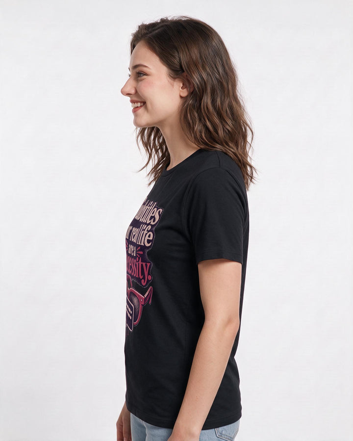 Neurodiversity Women's Black T-Shirt – Subtitles for real life are a necessity. product image 2
