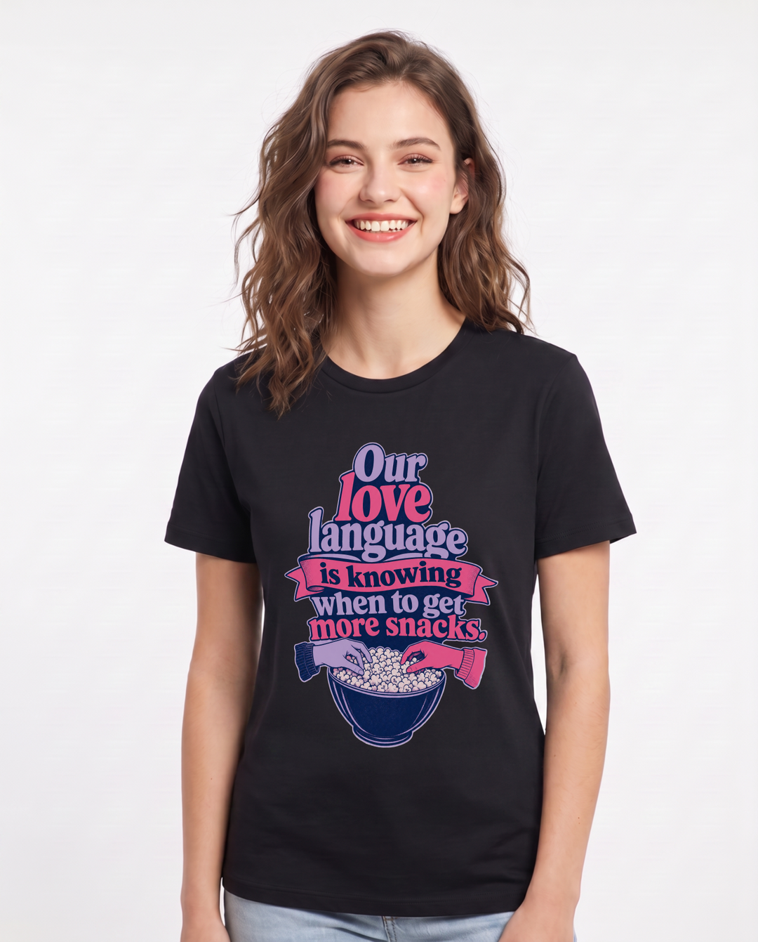 Couples Black T-Shirt for Women – Everyday Expression Graphic Tee product image 1
