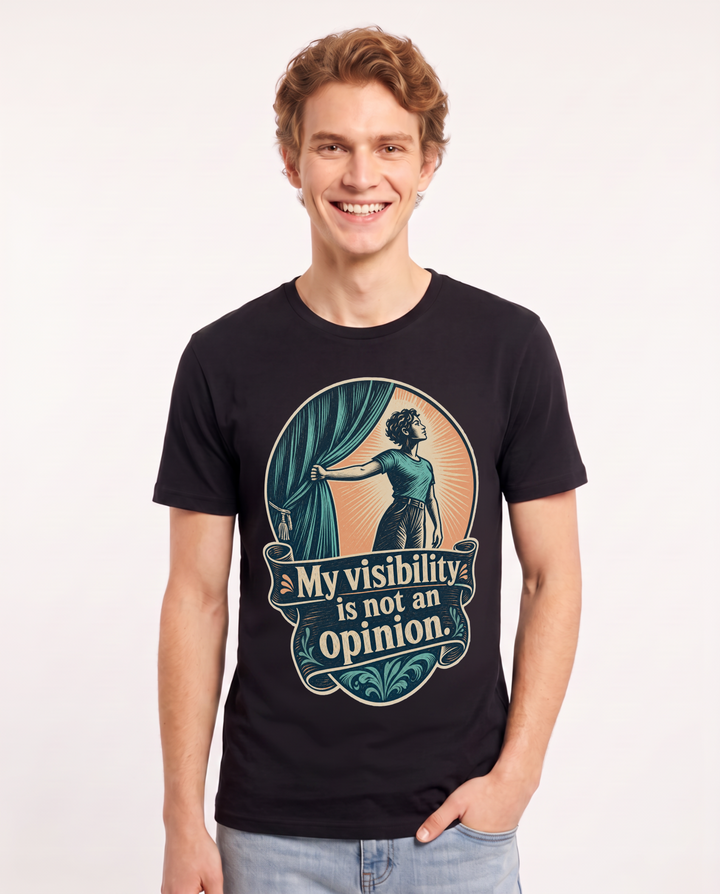 Pride Men's Black T-Shirt – My visibility is not an opinion. product image 1