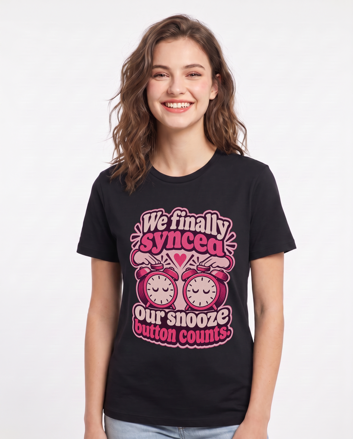 Couples Black T-Shirt for Women – Everyday Expression Graphic Tee product image 3