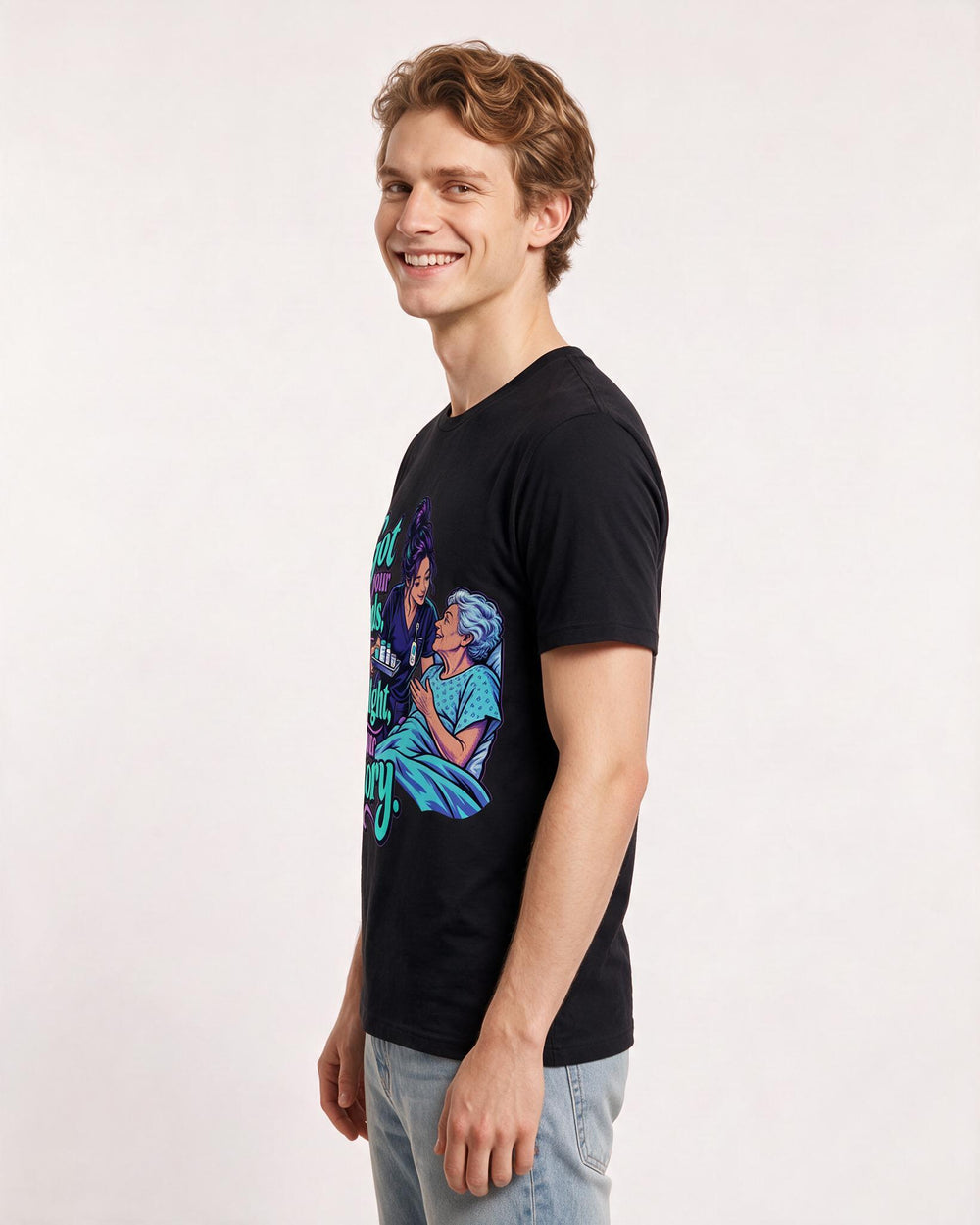Nurse Black T-Shirt for Men – Nursing Life Graphic Tee product image 2