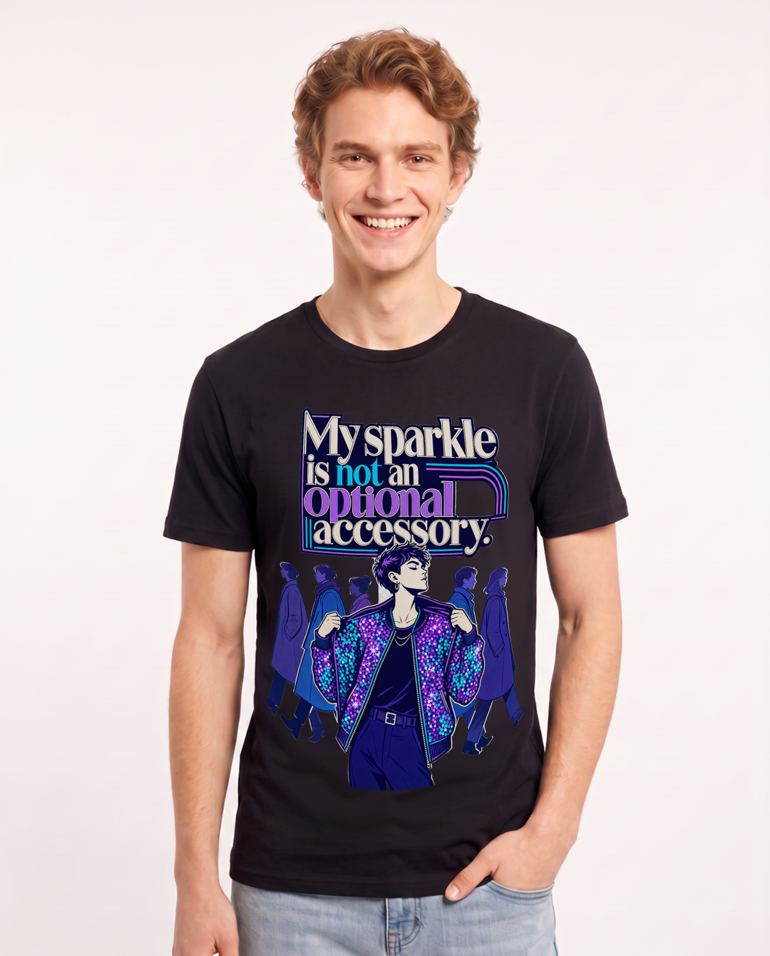 Pride Men's Black T-Shirt – My sparkle is not an optional accessory. product image 1