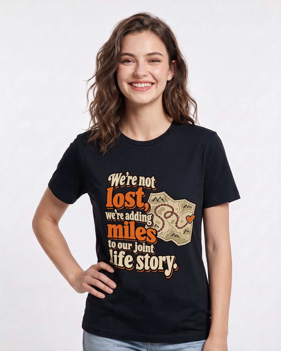 Couples Black T-Shirt for Women – Everyday Expression Graphic Tee product image 1
