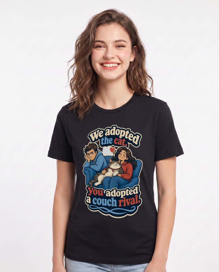 Couples Black T-Shirt for Women – Everyday Expression Graphic Tee product image 3