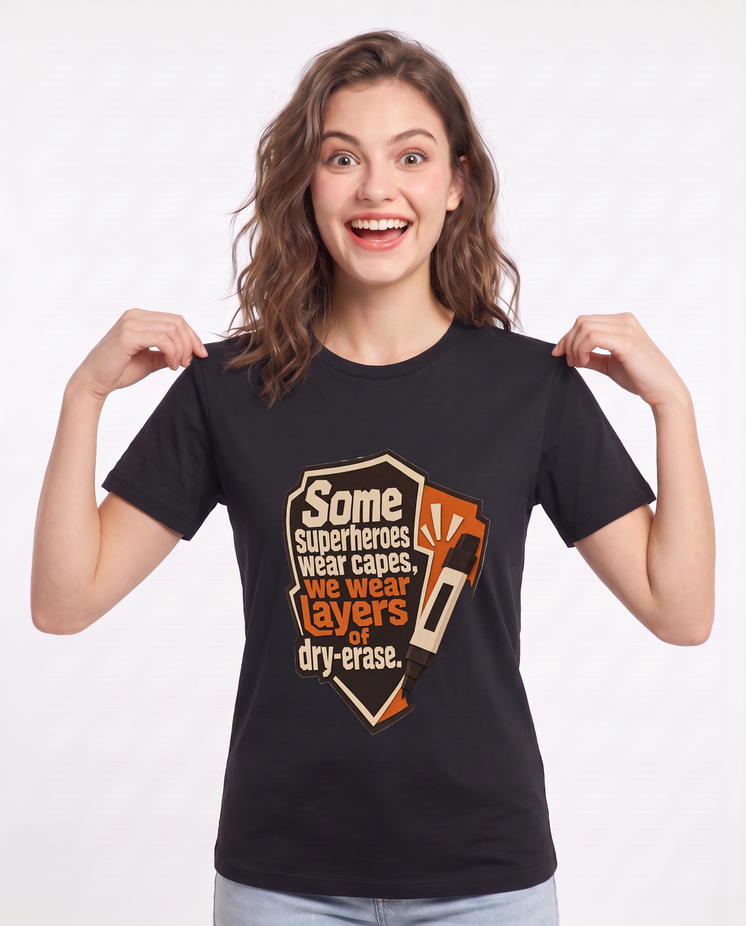 Teacher Gift Women's Black T-Shirt - Some superheroes wear capes, we product image 3