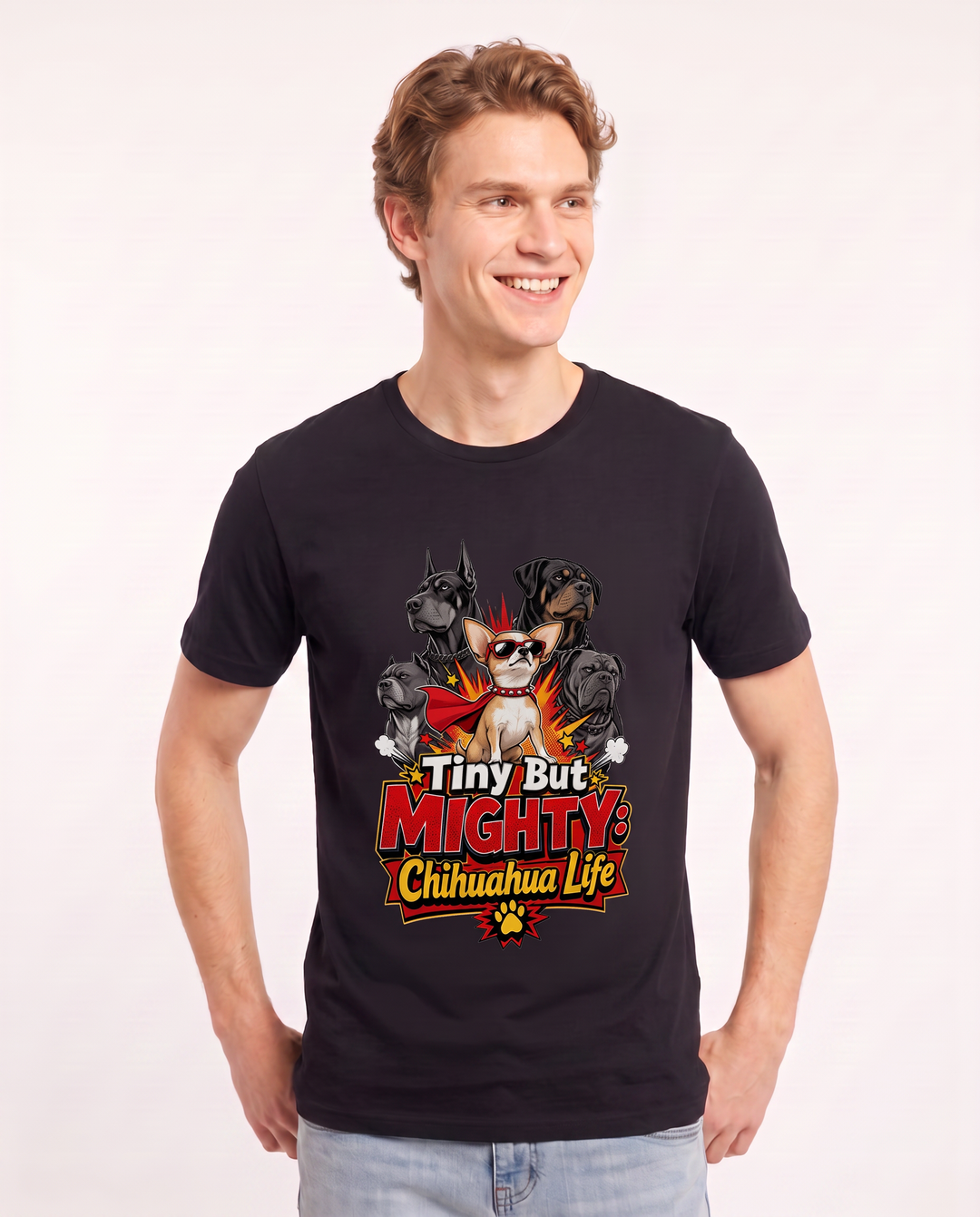 Tiny But Mighty: Chihuahua Life Men's Black T-Shirt product image 1