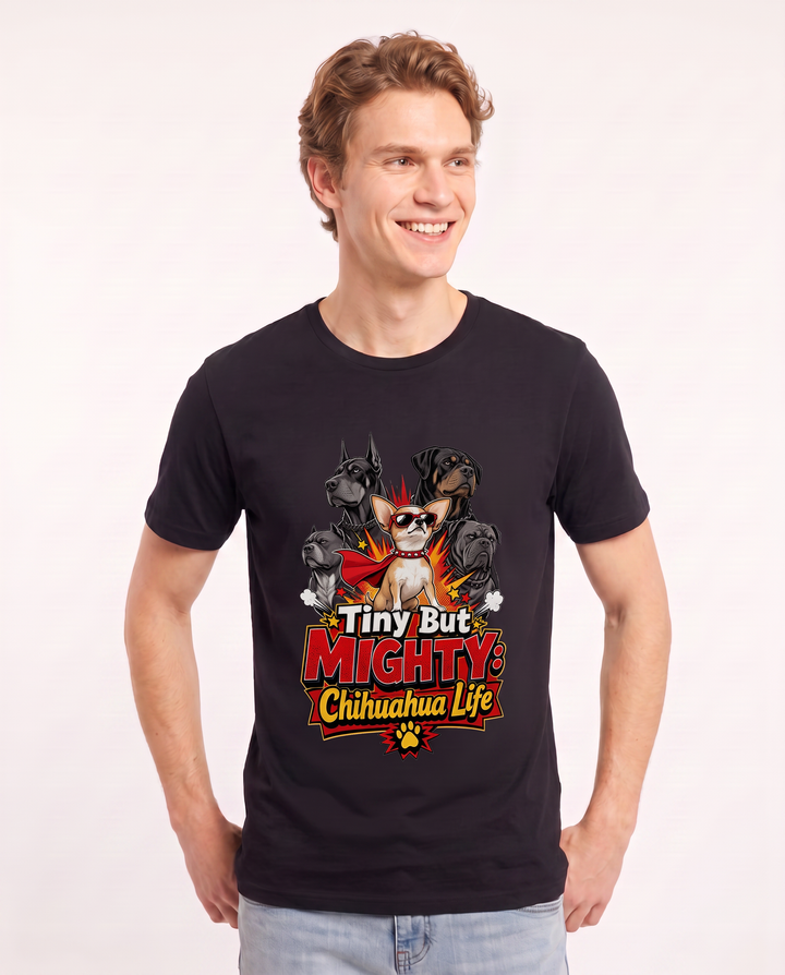 Tiny But Mighty: Chihuahua Life Men's Black T-Shirt product image 1