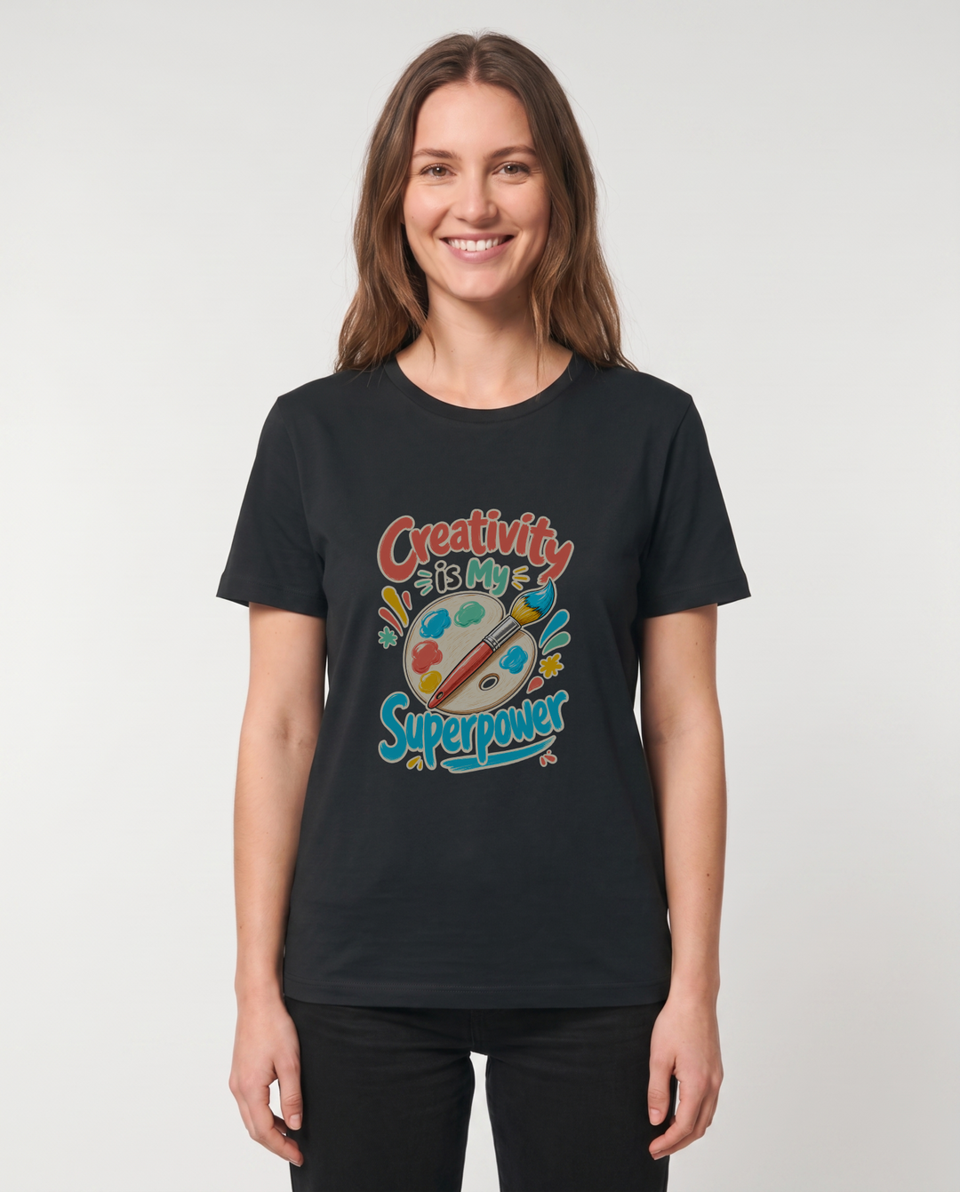 Creativity Is My Superpower Black T-Shirt mockup 1