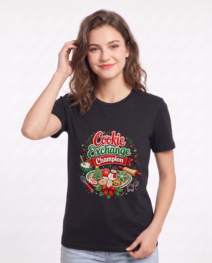 Cookie Exchange Champion Women's Black T-Shirt product image 1