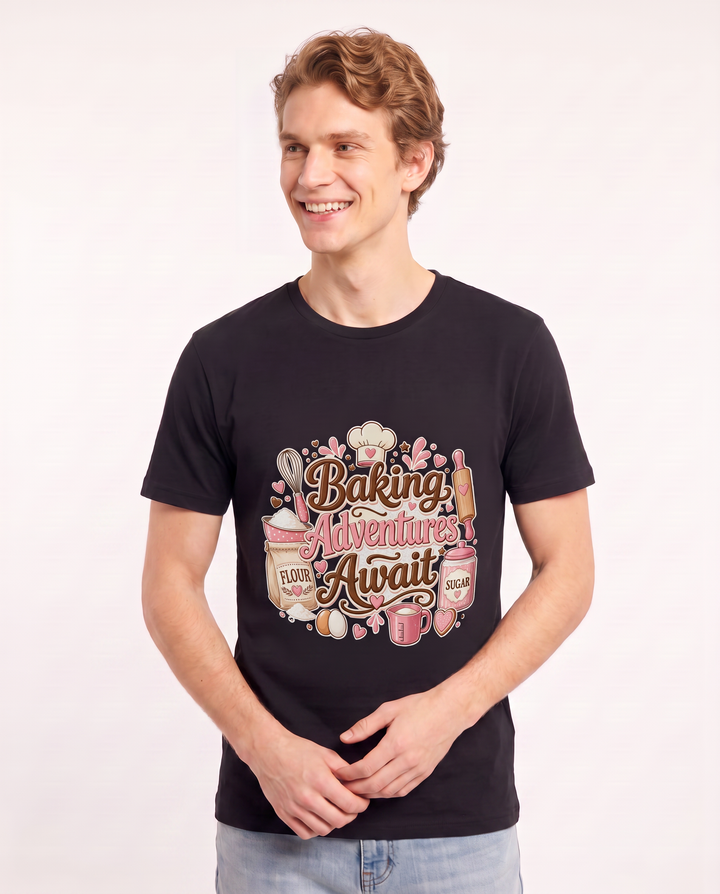 Baking Adventures Await Men's Black T-Shirt product image 1