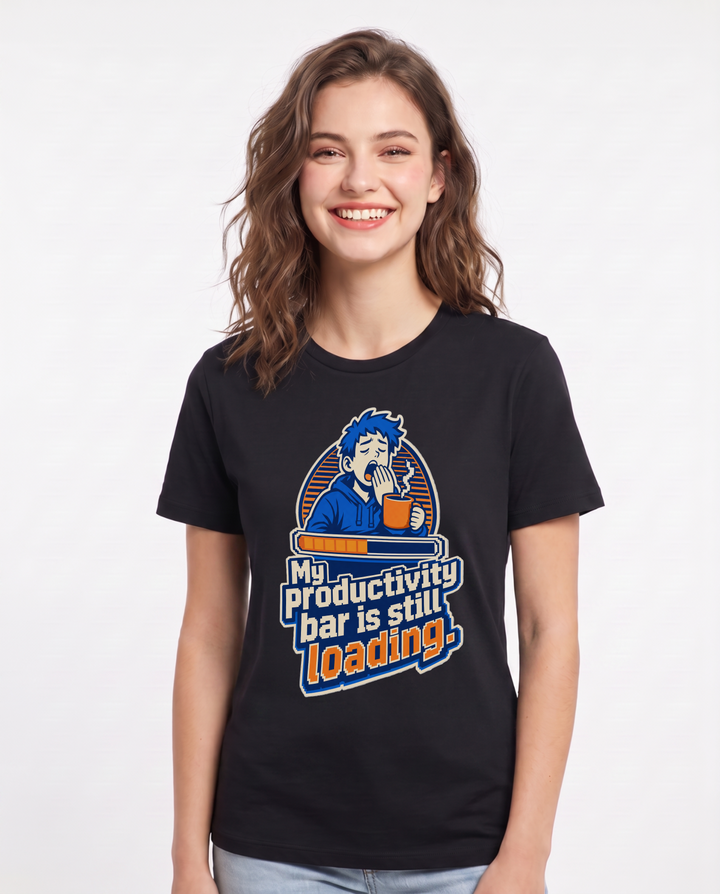 Funny Gaming Women's Black T-Shirt – My productivity bar is still loading. product image 1