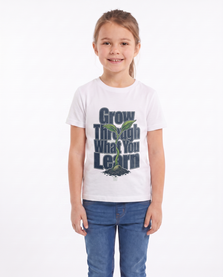 Grow Through What You Learn White T-Shirt mockup 1