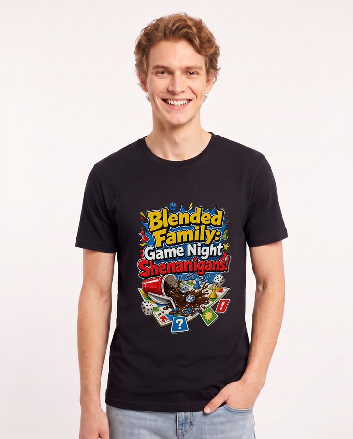 Blended Family: Game Night Shenanigans! Men's Black T-Shirt product image 2