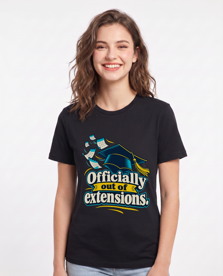 Graduation Black T-Shirt for Women – Everyday Expression Graphic Tee product image 3