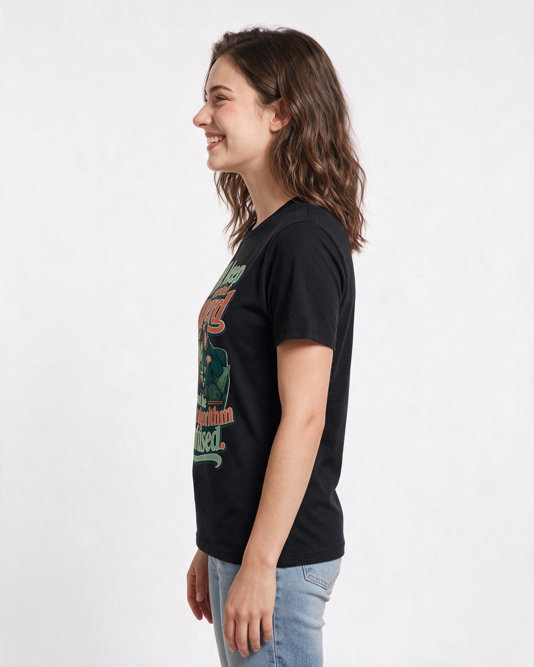 Couples Black T-Shirt for Women – Everyday Expression Graphic Tee product image 2