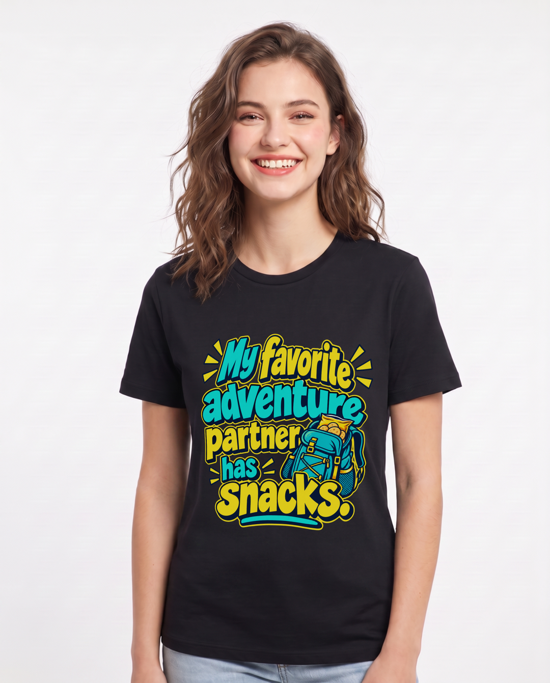 Couples Black T-Shirt for Women – Everyday Expression Graphic Tee product image 3
