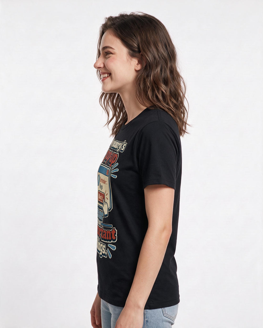 Funny Meme Women's Black T-Shirt – My memory's a pop-up blocker for important things. product image 2