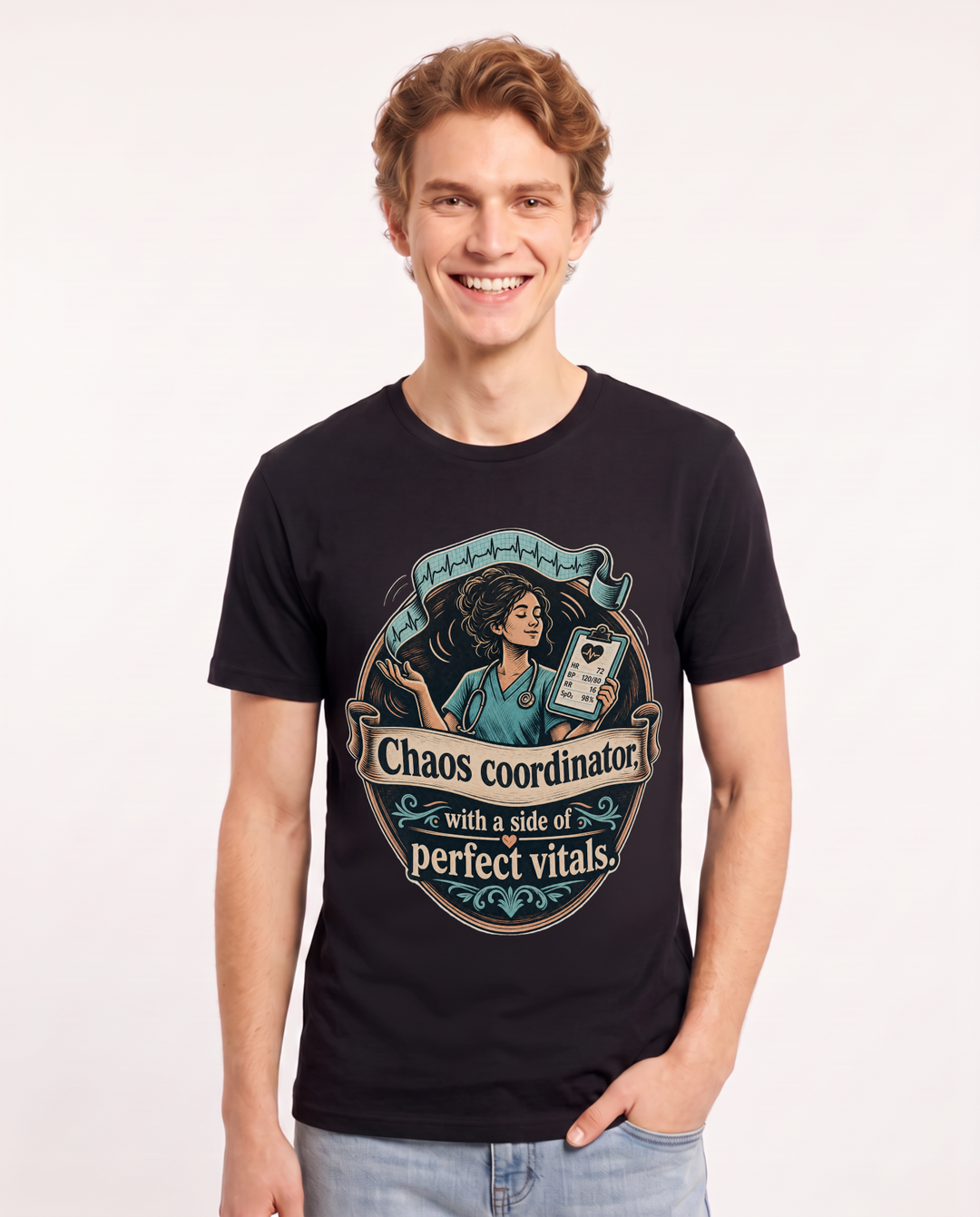Nurse Black T-Shirt for Men – Nursing Life Graphic Tee product image 3