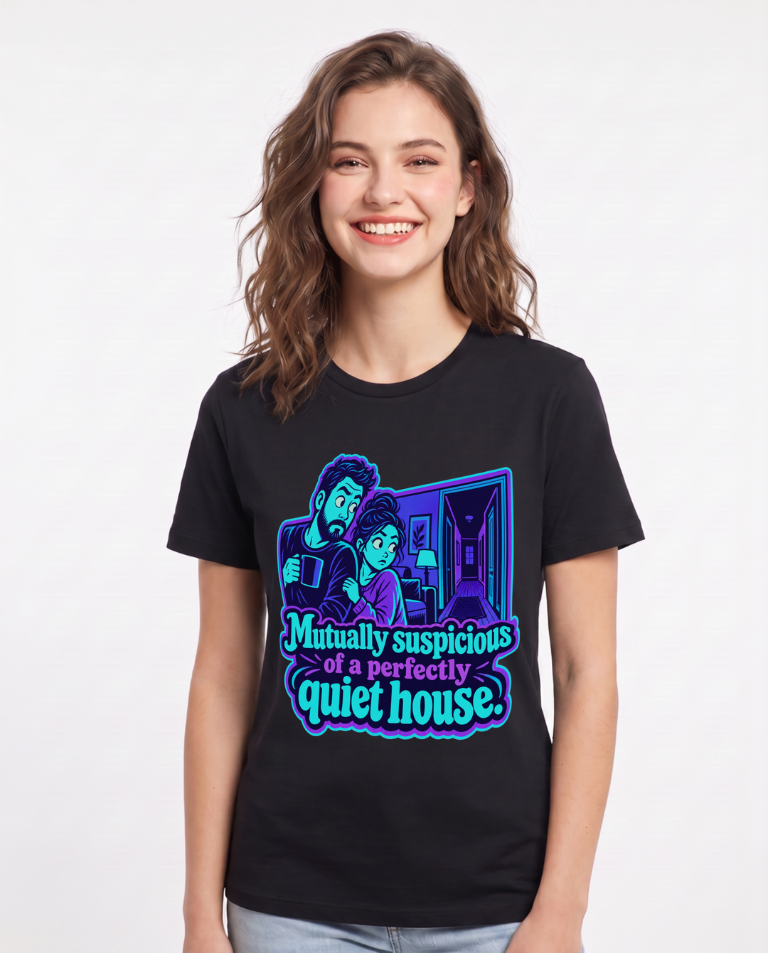 Couples Black T-Shirt for Women – Everyday Expression Graphic Tee product image 3