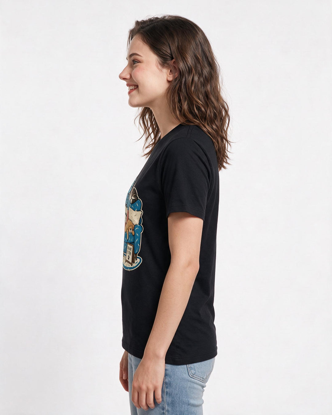 Cat Lover Black T-Shirt for Women – Everyday Expression Graphic Tee product image 2