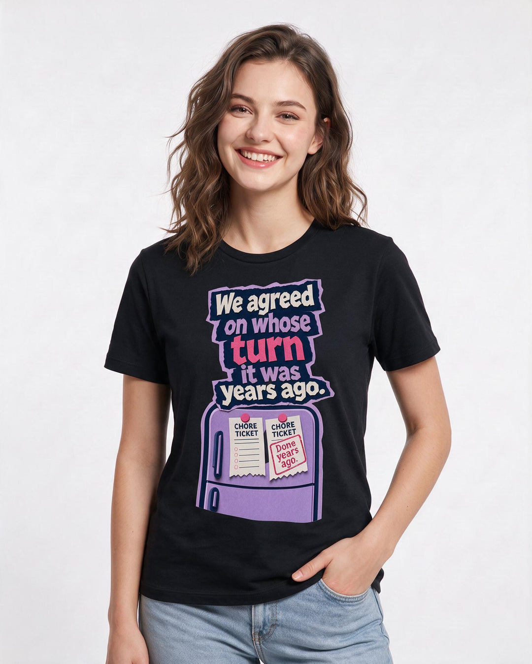 Couples Black T-Shirt for Women – Everyday Expression Graphic Tee product image 3