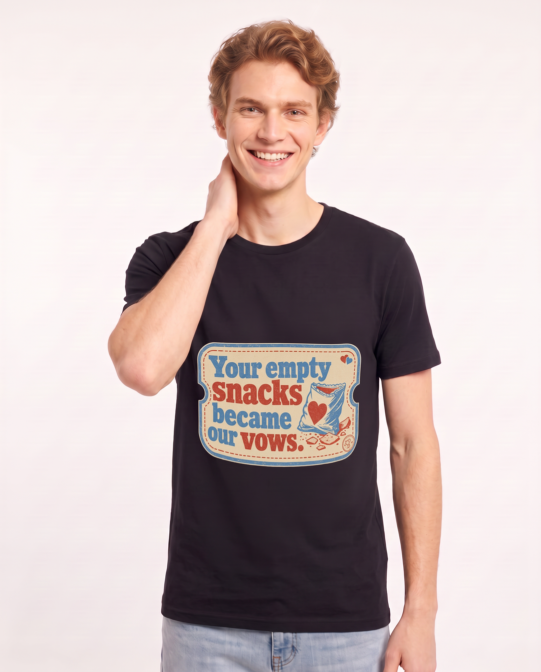 Couples Men's Black T-Shirt - Your empty snacks became our vows. product image 3