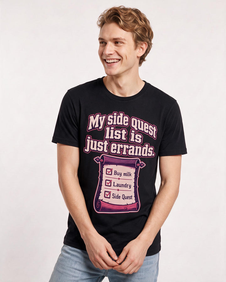 Gaming Men's Black T-Shirt – My side quest list is just errands. product image 3