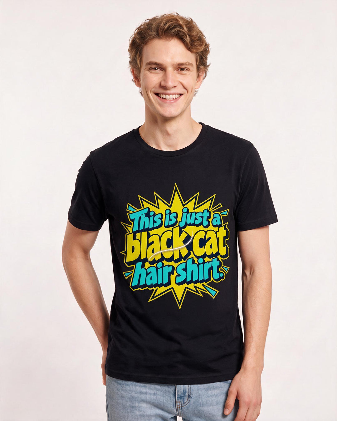 Cat Lover Black T-Shirt for Men – Everyday Expression Graphic Tee product image 1