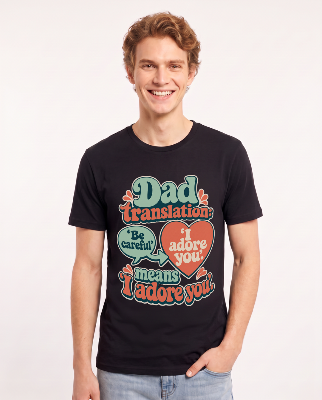 Grandparent Men's Black T-Shirt – Dad translation: 'Be careful' means 'I adore you' product image 1