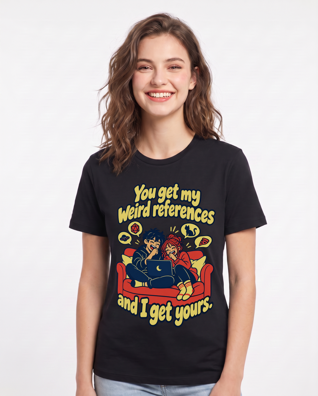 Couples Black T-Shirt for Women – Everyday Expression Graphic Tee product image 3