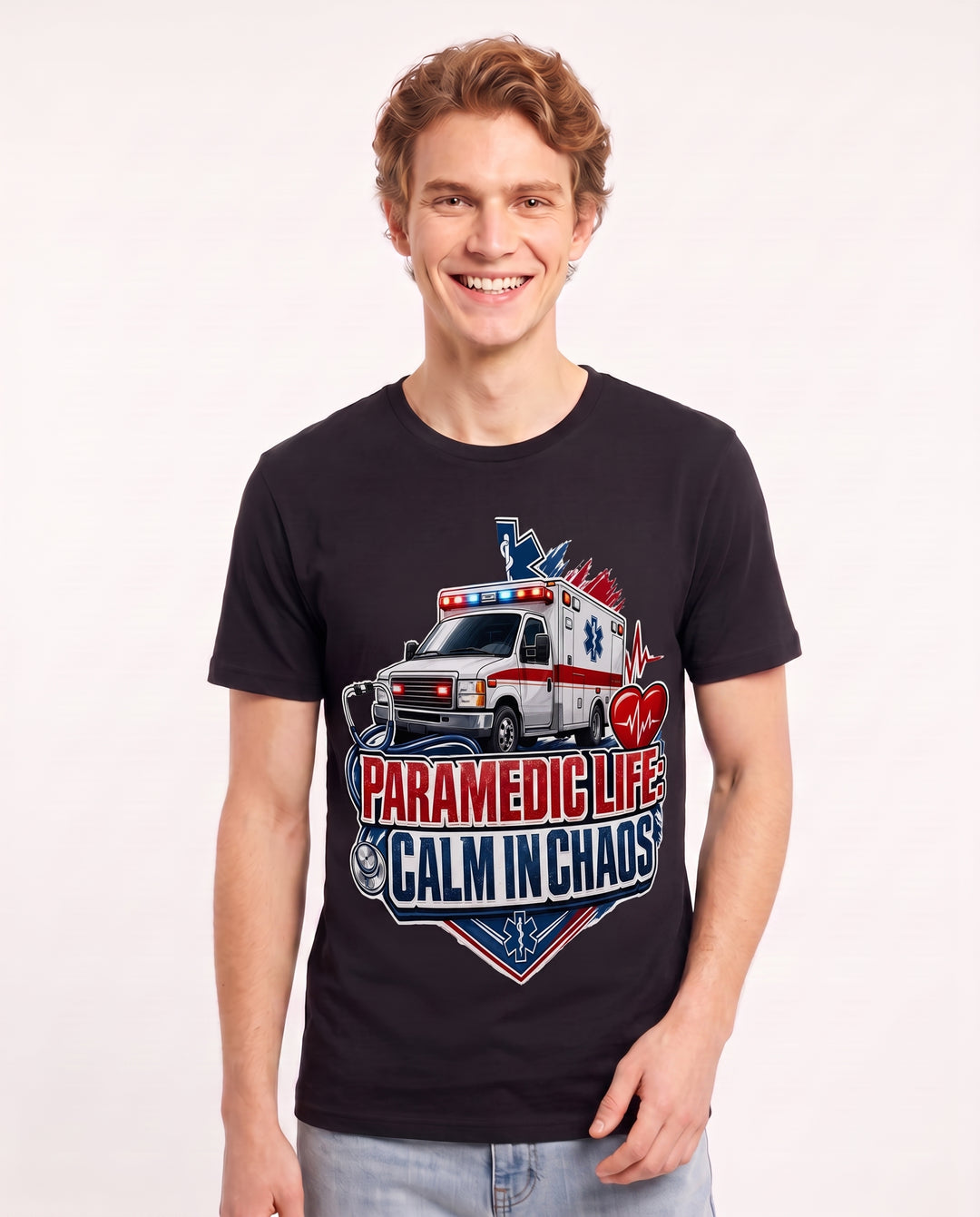 Paramedic Life: Calm in Chaos Men's Black T-Shirt product image 1