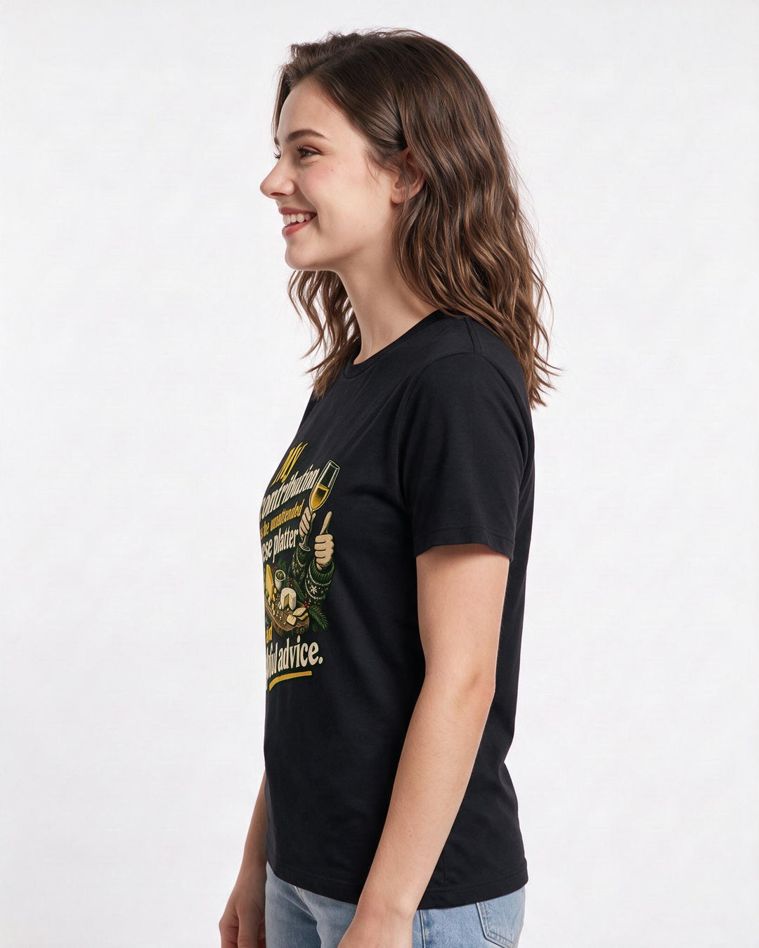 Christmas Black T-Shirt for Women – Holiday Theme Graphic Tee product image 2
