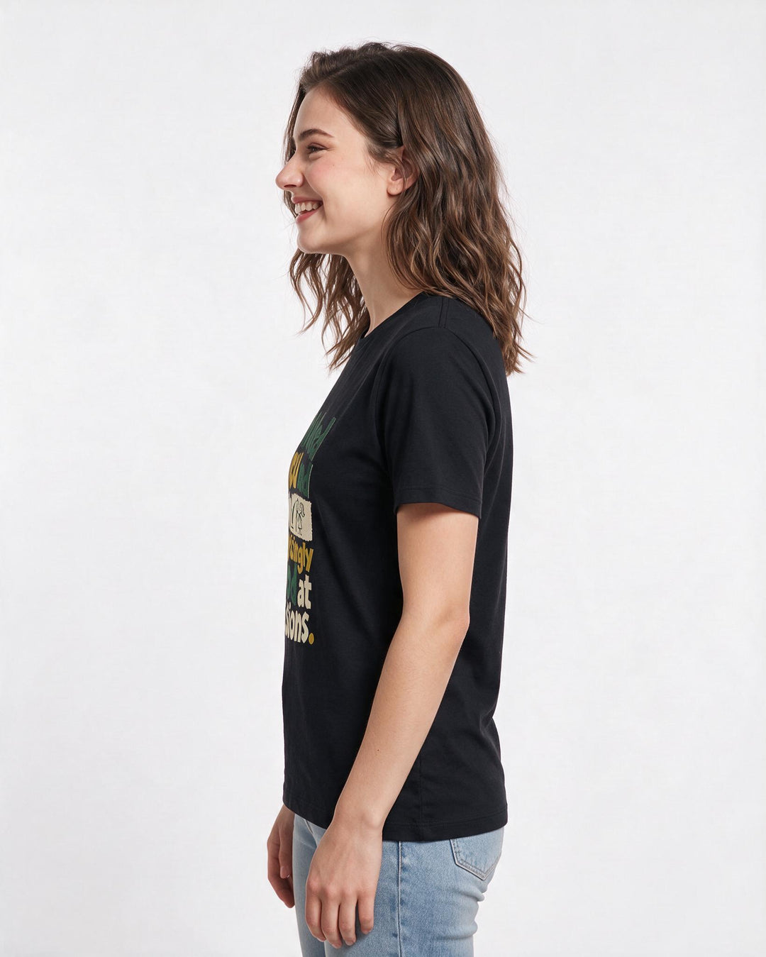 Couples Black T-Shirt for Women – Everyday Expression Graphic Tee product image 2
