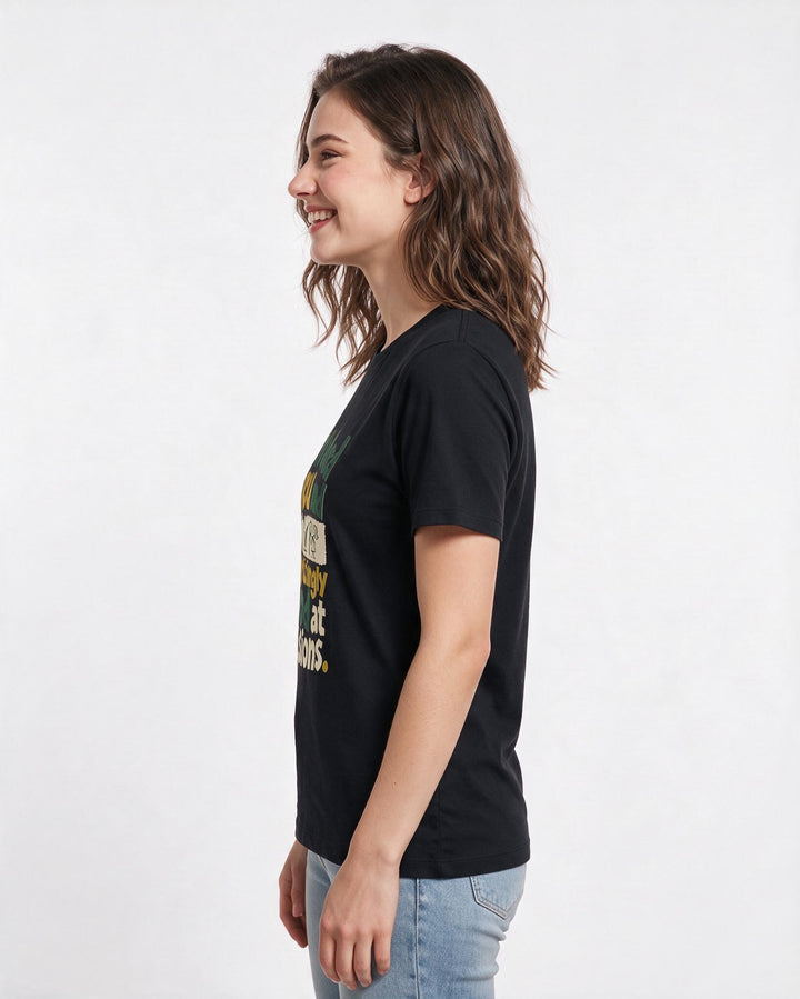 Couples Black T-Shirt for Women – Everyday Expression Graphic Tee product image 2