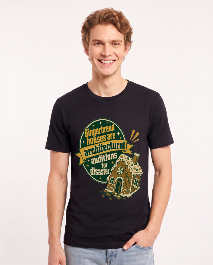 Christmas Men's Black T-Shirt - Gingerbread houses are architectural product image 1