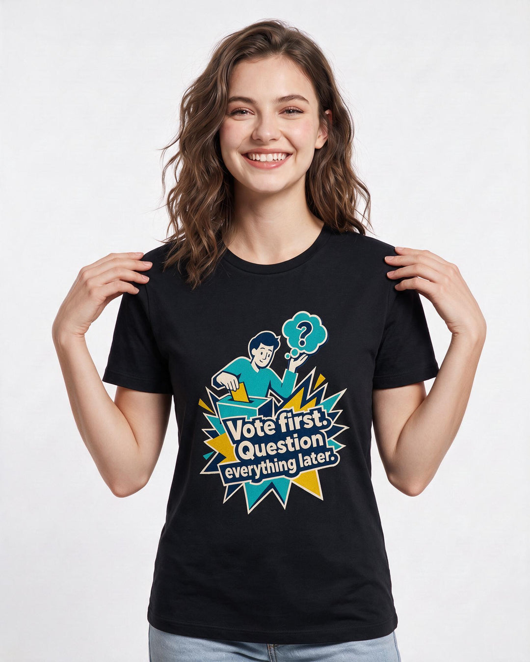 Political Statement Black T-Shirt for Women – Everyday Expression Graphic Tee product image 3
