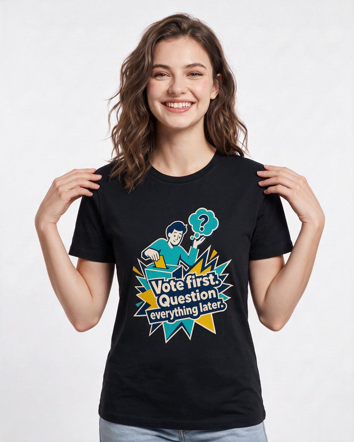 Political Statement Black T-Shirt for Women – Everyday Expression Graphic Tee product image 3