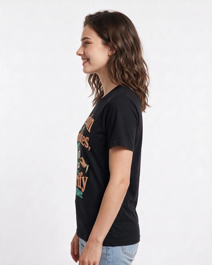 Political Statement Black T-Shirt for Women – Everyday Expression Graphic Tee product image 2