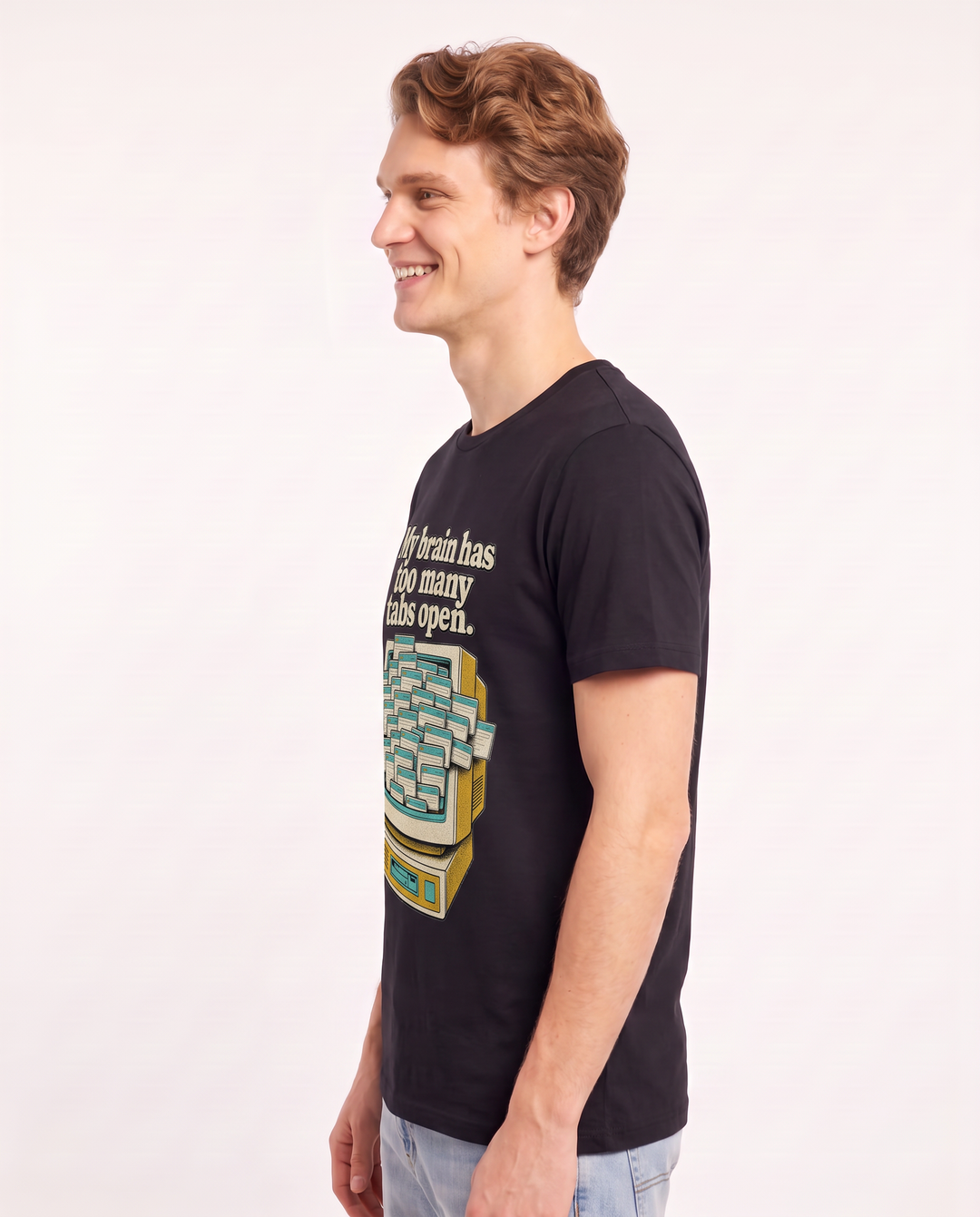 My brain has too many tabs open. - Men's Black T-Shirt product image 3