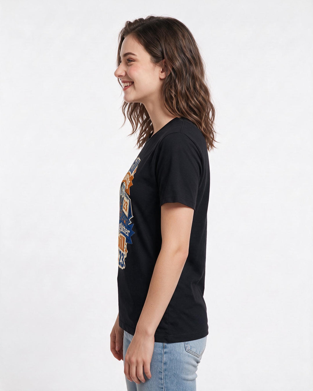 Funny Family Women's Black T-Shirt – Still recovering from the great glitter spill of '23. product image 2