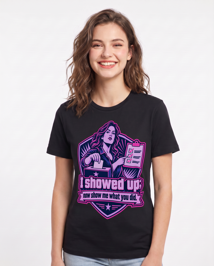 Political Statement Black T-Shirt for Women – Everyday Expression Graphic Tee product image 3