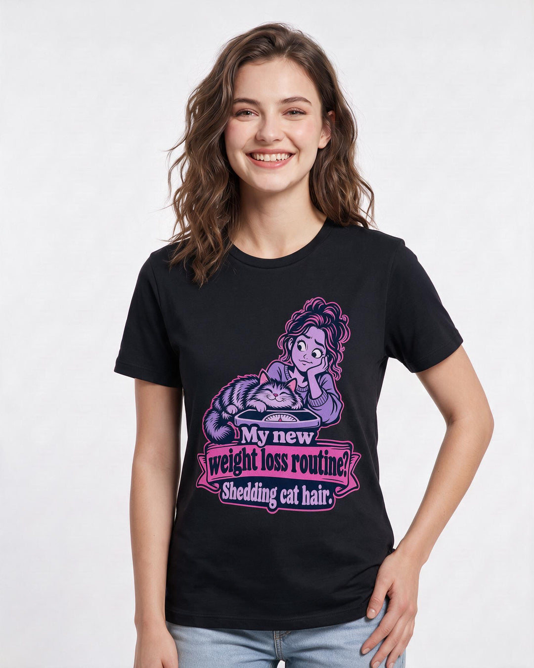 Cat Lover Black T-Shirt for Women – Everyday Expression Graphic Tee product image 1