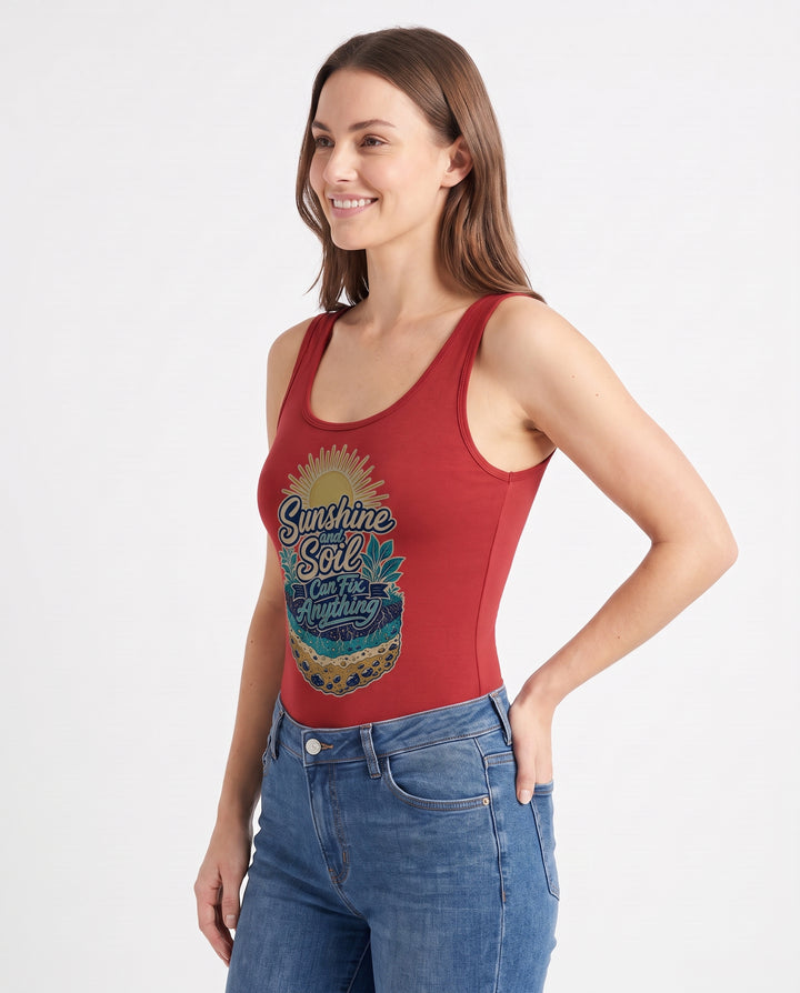 Sunshine And Soil Can Fix Anything Sleeveless Tank Bodysuit mockup 2