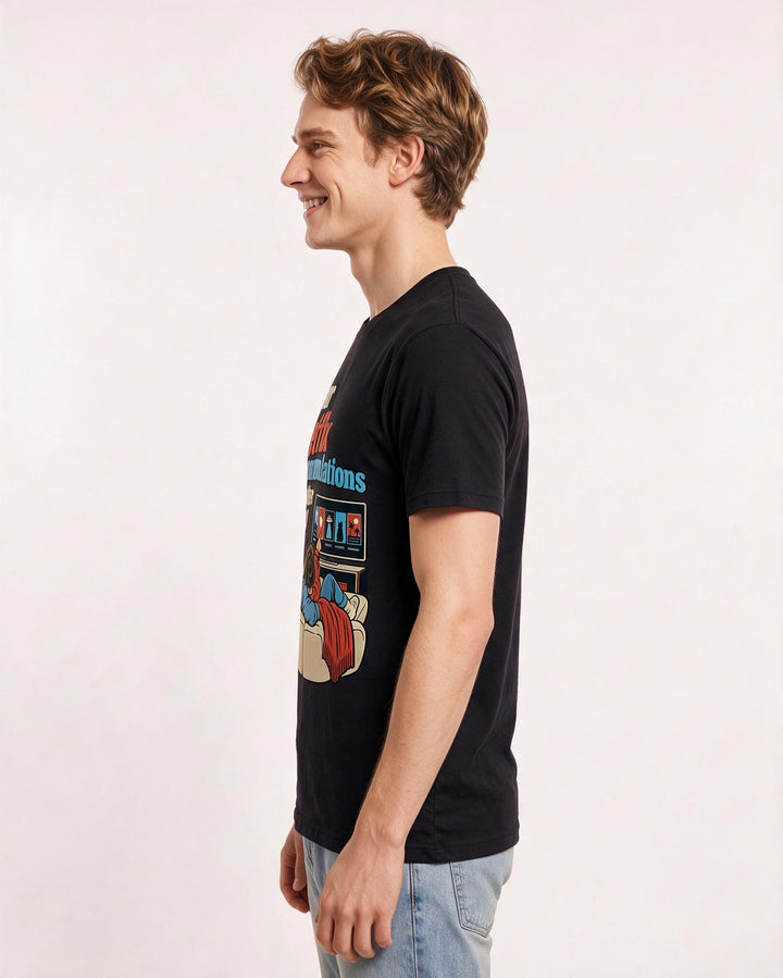 Couples Black T-Shirt for Men – Everyday Expression Graphic Tee product image 2