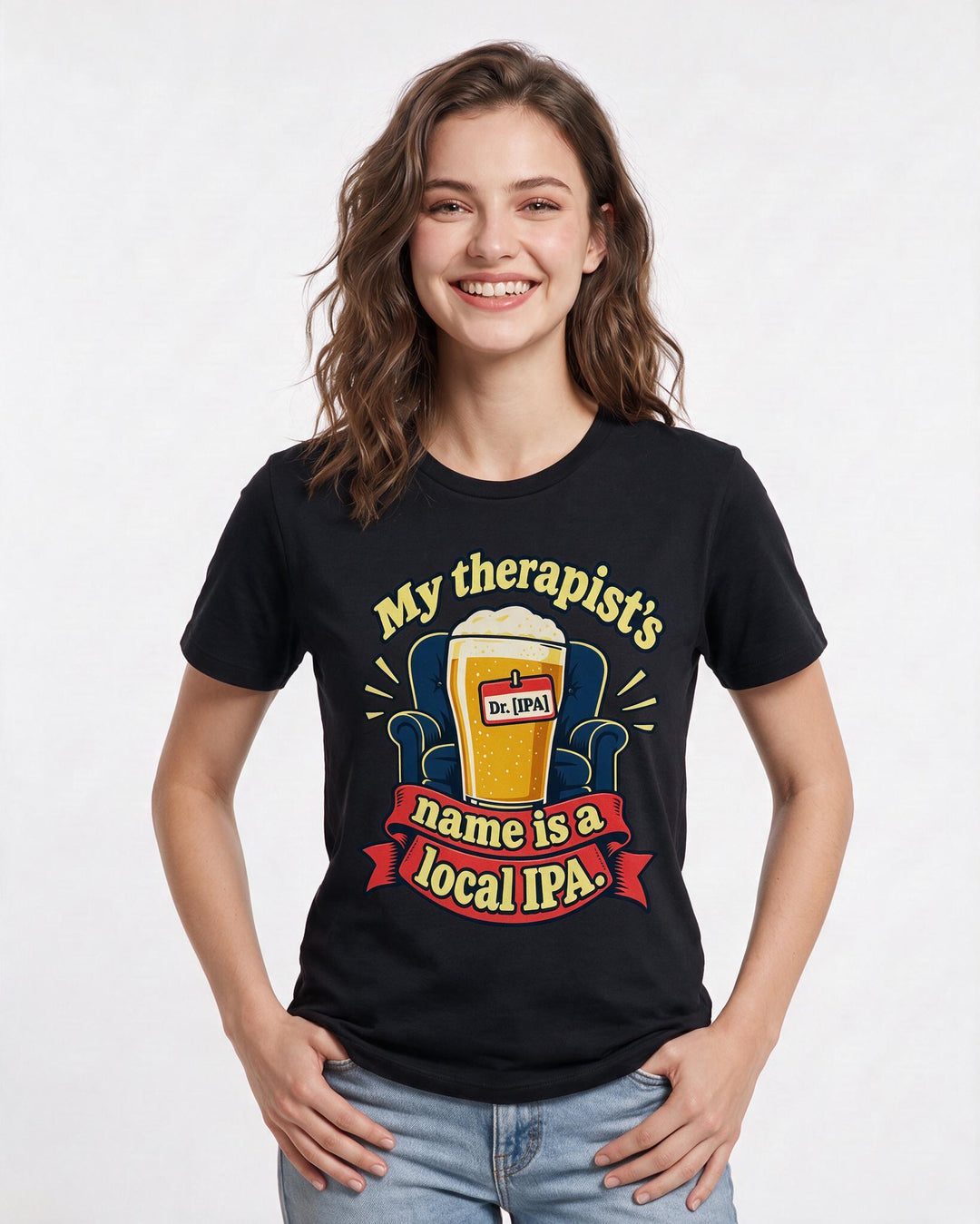 Beer Black T-Shirt for Women – Everyday Expression Graphic Tee product image 1