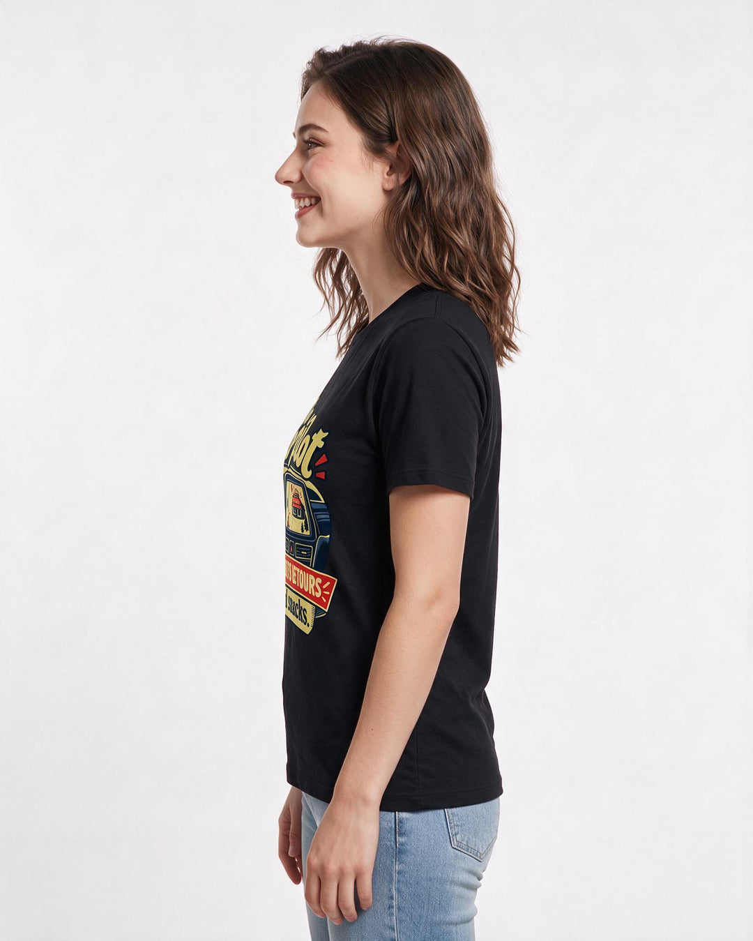 Couples Black T-Shirt for Women – Everyday Expression Graphic Tee product image 2